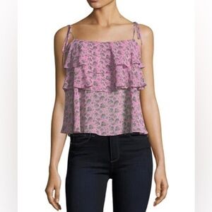 Rebecca Minkoff Atlas Square-Neck Floral-Print Tiered Top